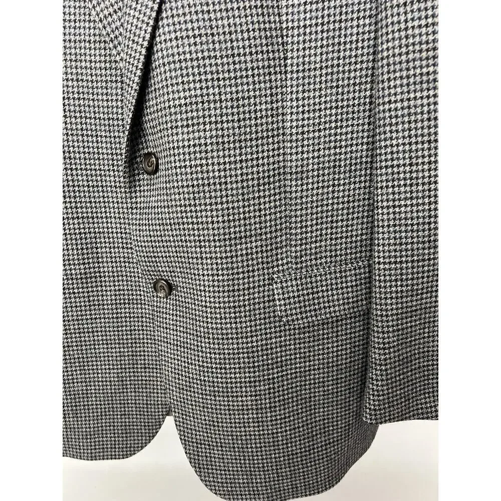 Lauren Ralph Lauren Blazer Men's 44R Gray Wool Houndstooth Sport Coat Jacket